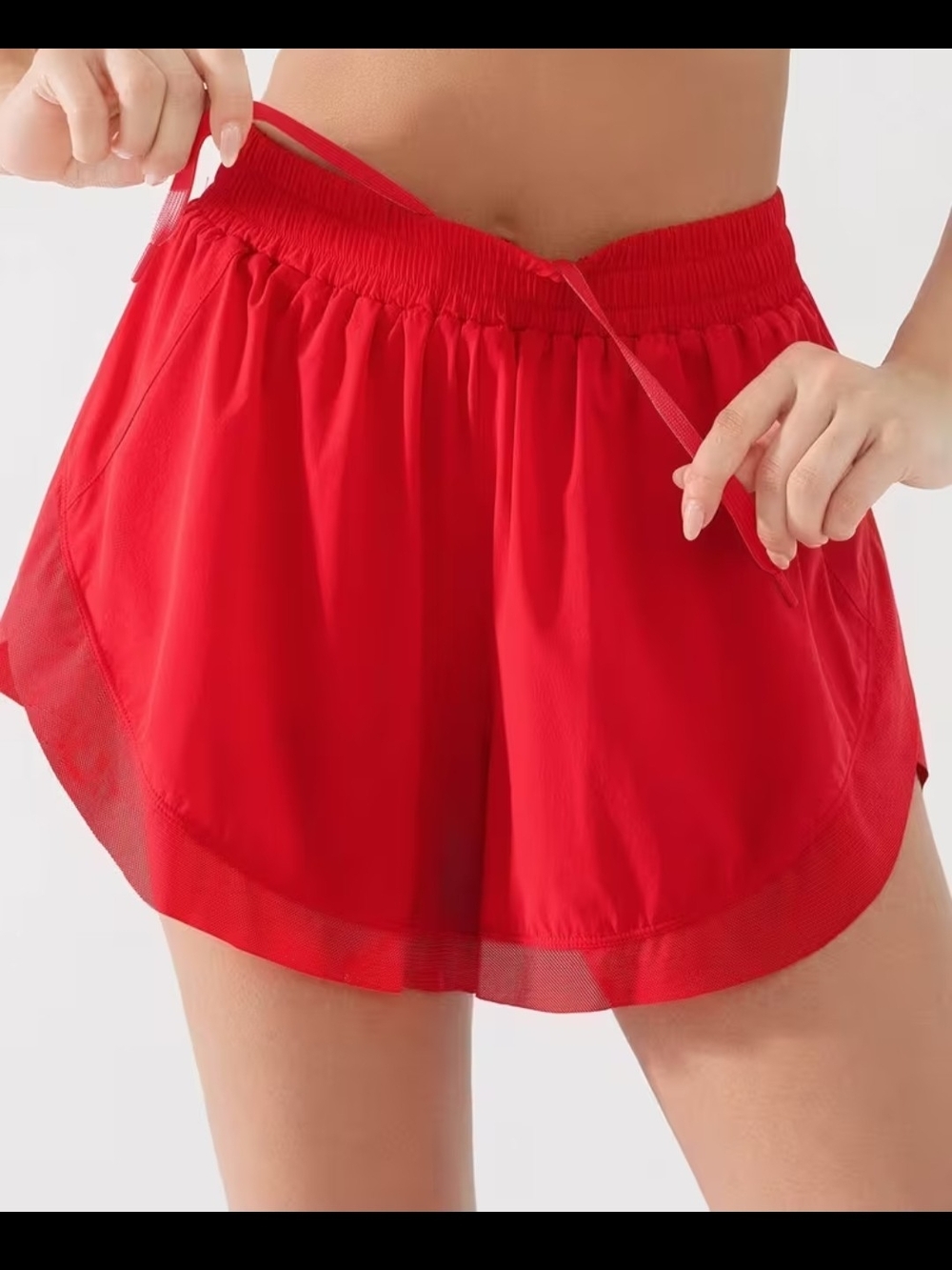 BRXL Women's Red Athletic Running Shorts Drawstring Elastic Waist Pockets L